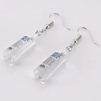 

Creative Cool Vodka Bottle Drop Earrings Funny Drinking Style Cartoon Transparent Bottle Dangle Earrings for Women