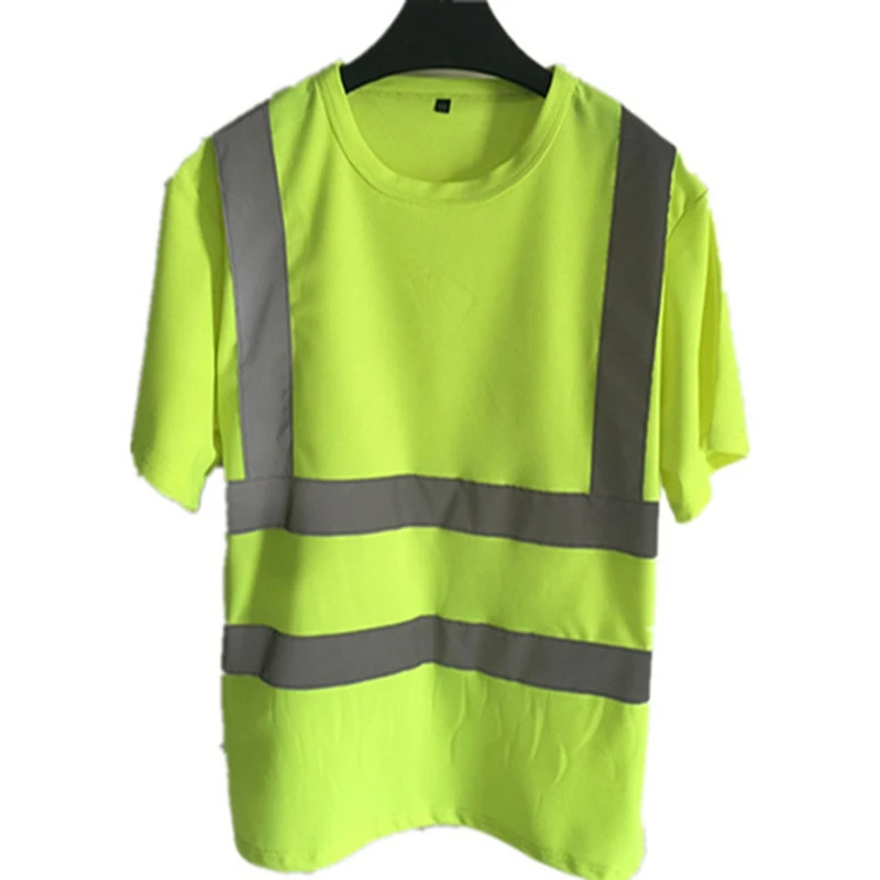 

T-Shirt Orange Short Sleeve Reflective T-shirt Summer Dry Fit Breathable Hi Vis Yellow Work T Shirt Free Shipping