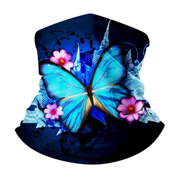 

Beauty Blue Butterfly Pattern Women Cycling Scarves Bandana Outdoor Sports Head Scarf Girl Face Dust Mask Multifunction Headwear