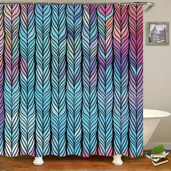 

Funny Shower Curtain Set with 12 Hooks Weave Medallion Print Polyester Waterproof Bathroom Fabric Floral Decor Fantasy Forest