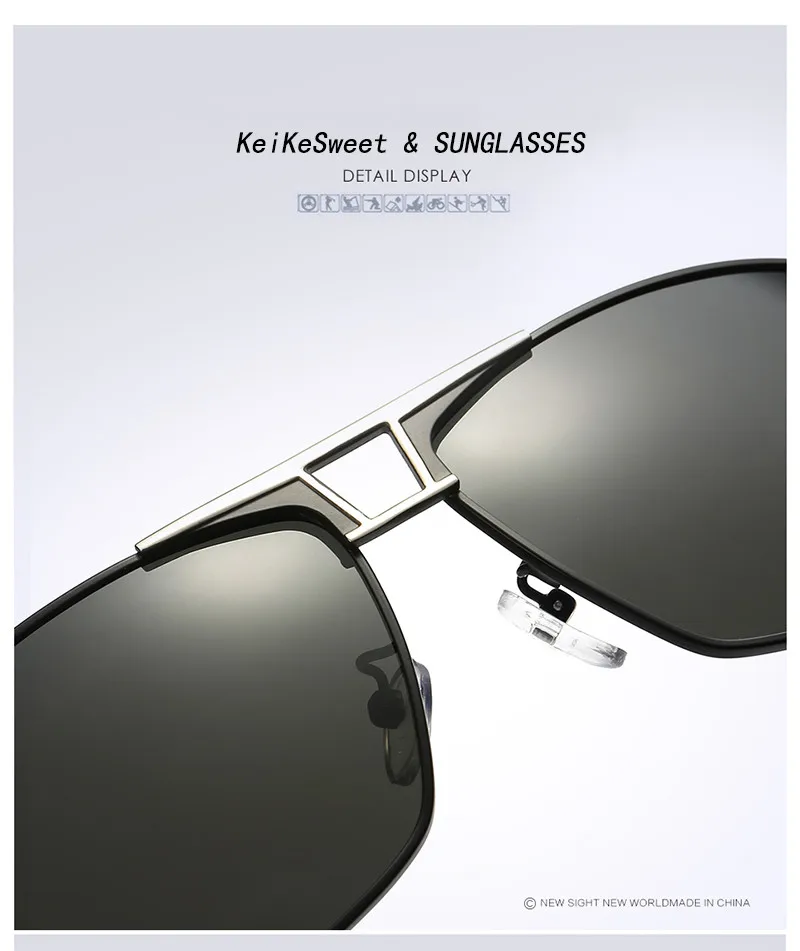 KeiKeSweet модные дизайнерские поляризационные прогулочные солнцезащитные очки для вождения мужские лучи брендовые винтажные роскошные солнцезащитные очки крутые UV400