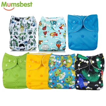 

[Mumsbest] 7pcs/pack Washable Pocket Diaper Cover Adjustable Baby Unisex Nappy Reusable Available 0-2years 3-15kg