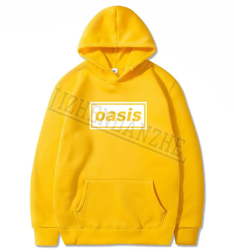 Весенне-осенние модные толстовки с принтом Oasis, новинка, мужские повседневные толстовки с круглым вырезом в стиле рок, мужские толстовки, топы - Цвет: Цвет: желтый