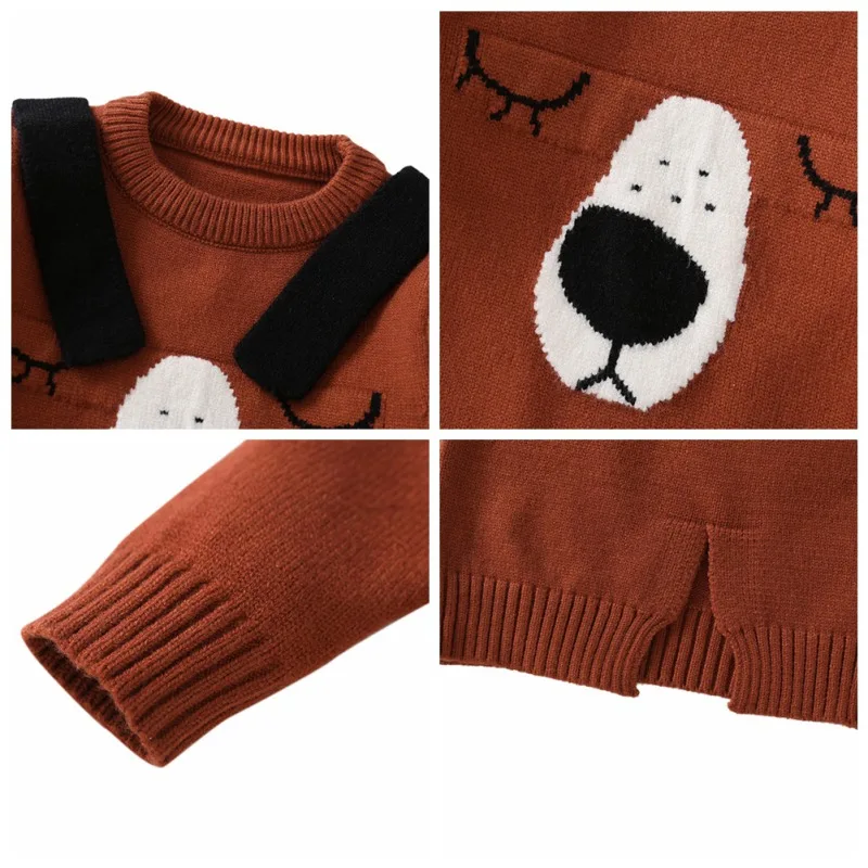 Свитера для мальчиков и девочек; свитер с рисунком для маленьких девочек; джемпер; сезон осень-зима; вязаный пуловер; теплая верхняя одежда с высоким воротником; Детский свитер; От 1 до 6 лет