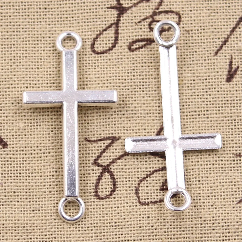 20pcs Charms coss link connector 43x20mm Antique Silver Pendants DIY Necklace Crafts Making Findings Handmade Tibetan Jewelry