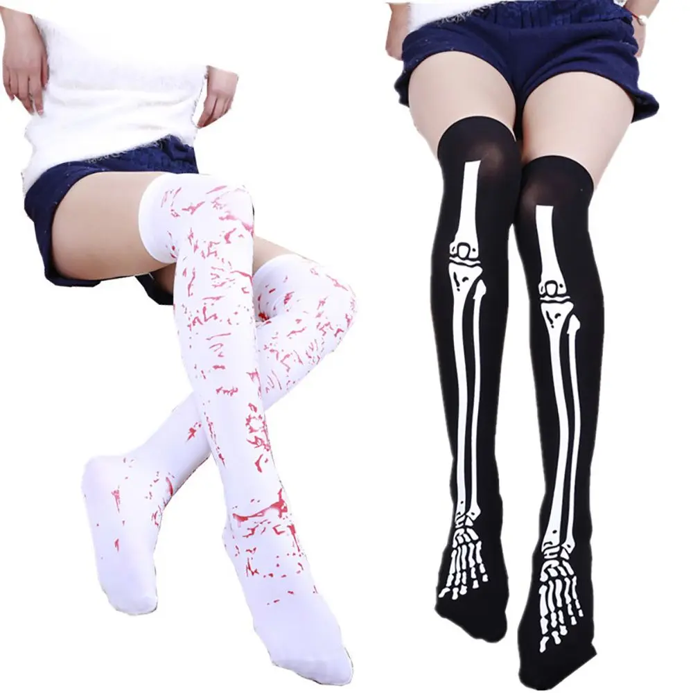 1 пара женских носков для хеллоуина, страшные носки для медсестер, чулки для Хеллоуина, кровавые новые модные носки выше колена, костюмы на Хэллоуин