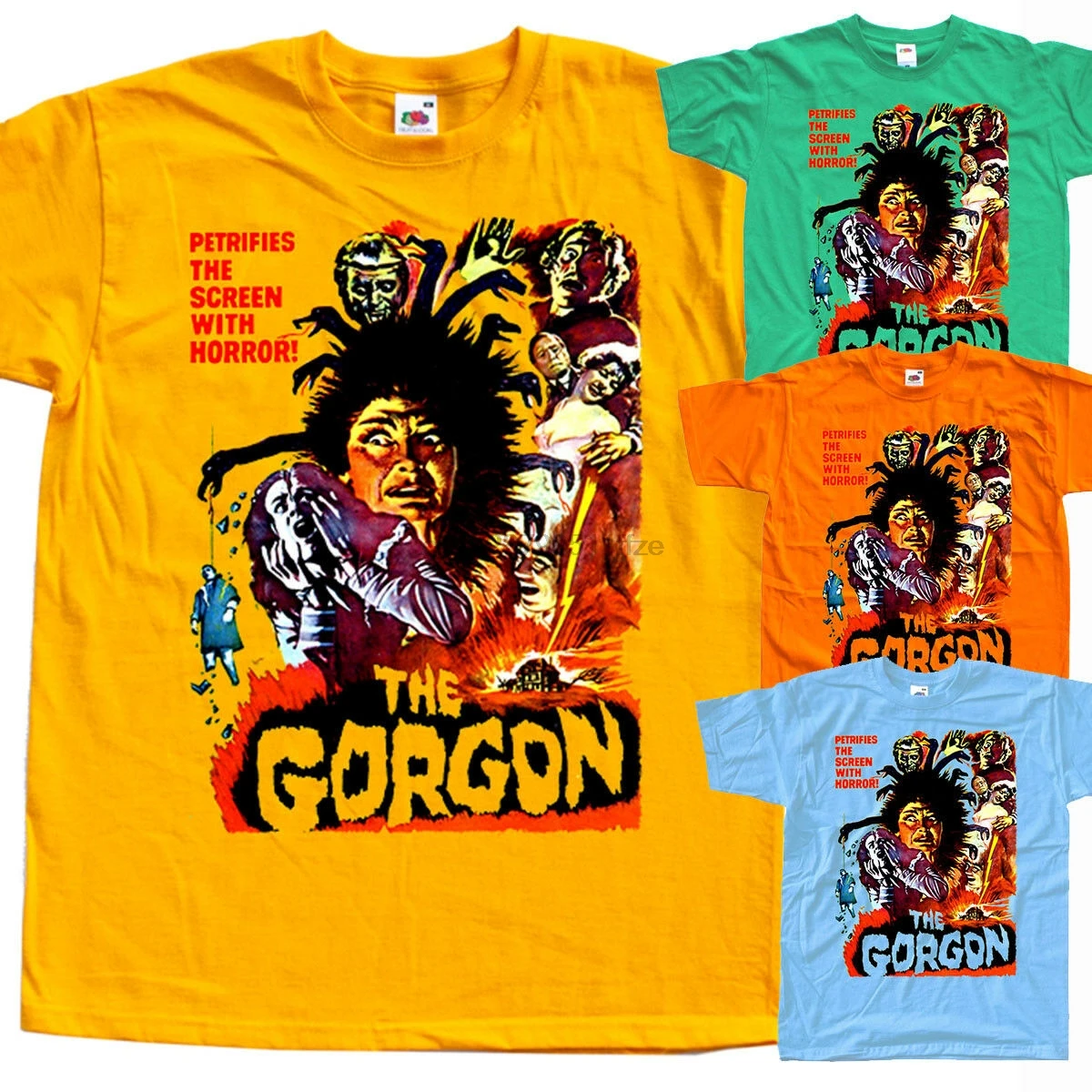 The Gorgon V1 T Fisher Movie Poster 1964 Shirt Yellow All Sizes S 5Xl | Мужская одежда