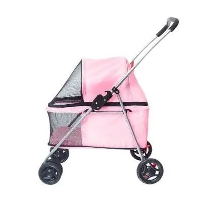 20 кг Складная коляска для собак, кошек, домашних животных, большое пространство, дышащие коляски для собак, безопасная и надежная переноска для больших собак, 4 цвета - Цвет: Розовый