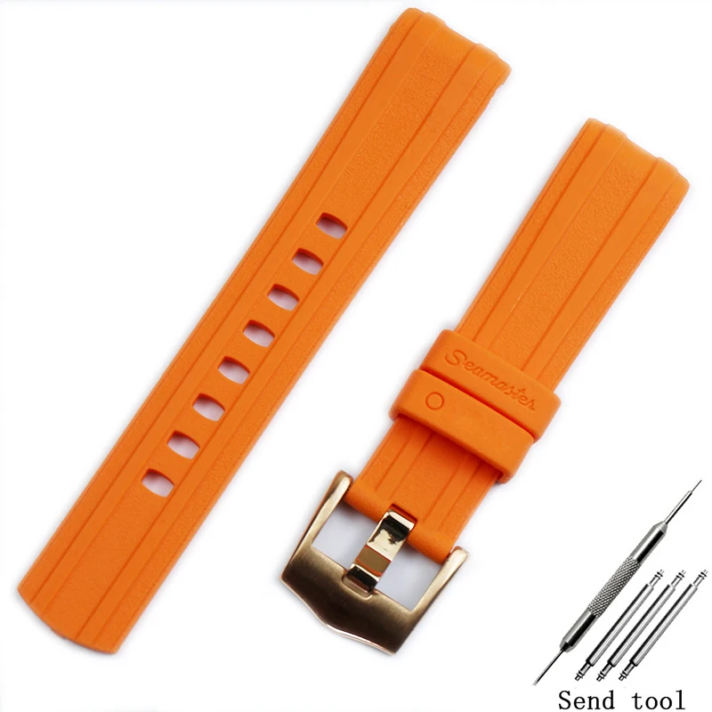 20mm silicone strap suitable for Omega Seamaster 300 men and women rubber sports waterproof 316L solid stainless steel buckle