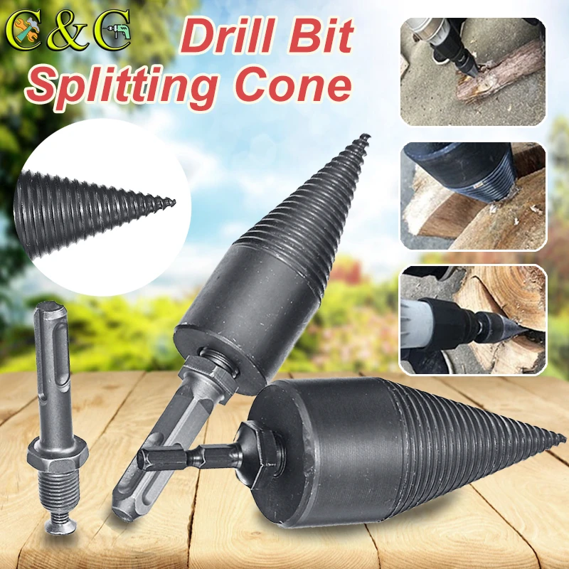 

HSS Woodworking Wood Separator Spiral Cone Reamer Punch Driver Household Firewood Machine Splitter Drill Bit for Drill 32/42mm