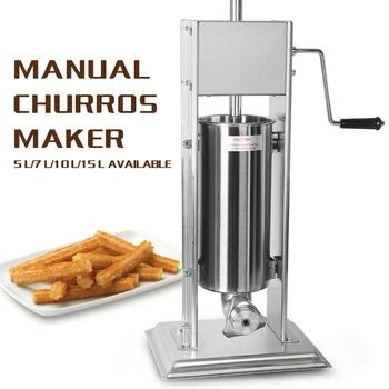 

Manual Spanish Churros Batter Extrusion Machine 5/7/10/15L Fries Stick Squeeze Dispenser 3Nozzles Shaped Snack Dessert Processor