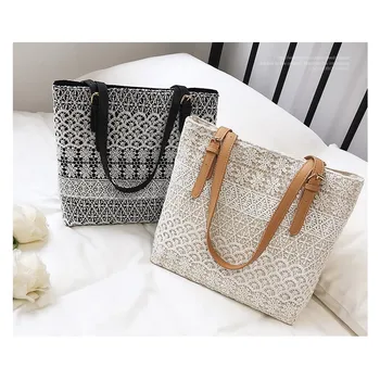 

New shoulder bag women white lace handbag simple small chic elegant girl large capacity all-match shopping tote bag