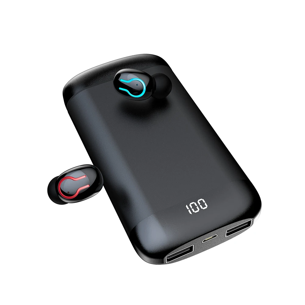 With Retail Box Q66 беспроводные V5.0 Bluetooth наушники спортивная водонепроницаемая гарнитура для Android головной убор с светодиодный дисплей 6000 мАч чехол для зарядки аккумулятора - Цвет: With Retail Box