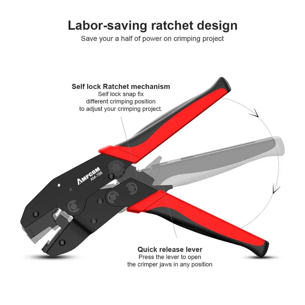 Ampcom um Passo Rj45 Ratcheting Crimper Ferramenta de Rede para Cat6a Cat7 Blindado Conector com Peças Substituíveis Friso Dados Ferramentas de rede - Imagem 4