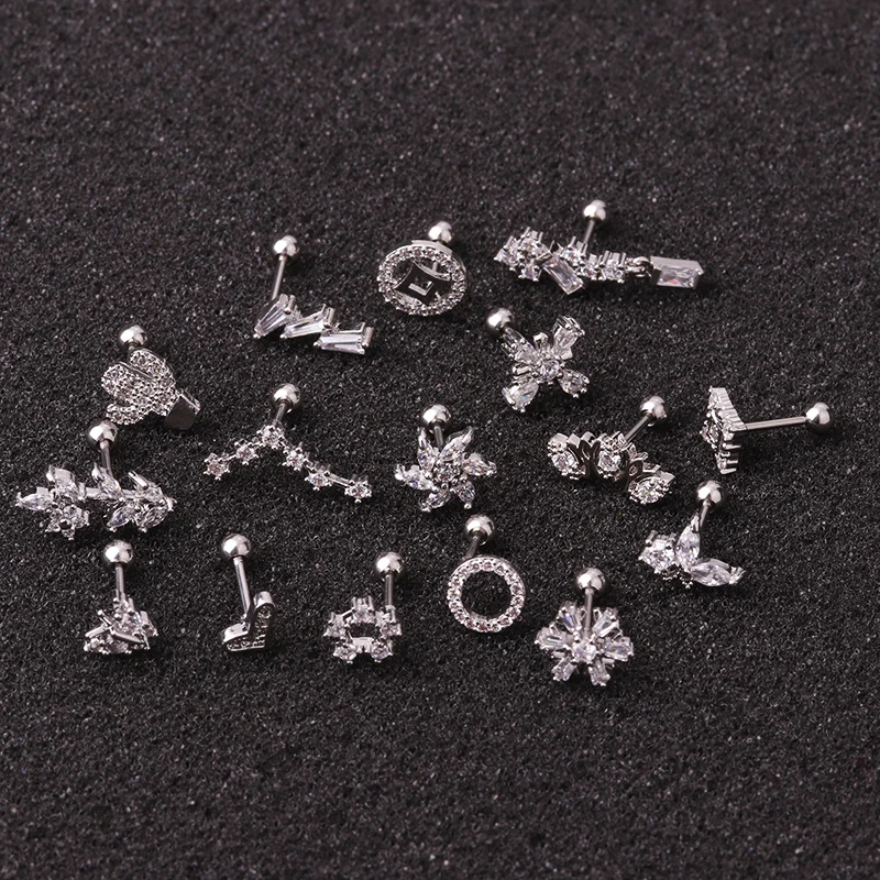 Sellsets 1 шт 20 г новая мода штанга сердце лист цветок CZ Daith Tragus спиральный для хряща шпилька Грач пирсинг ювелирные изделия для женщин