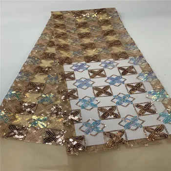 

2020 Purple Latest African Lace Fabric High Quality Gold Color Lace Nigerian Lace Fabric green High Quality Lace With Sequins