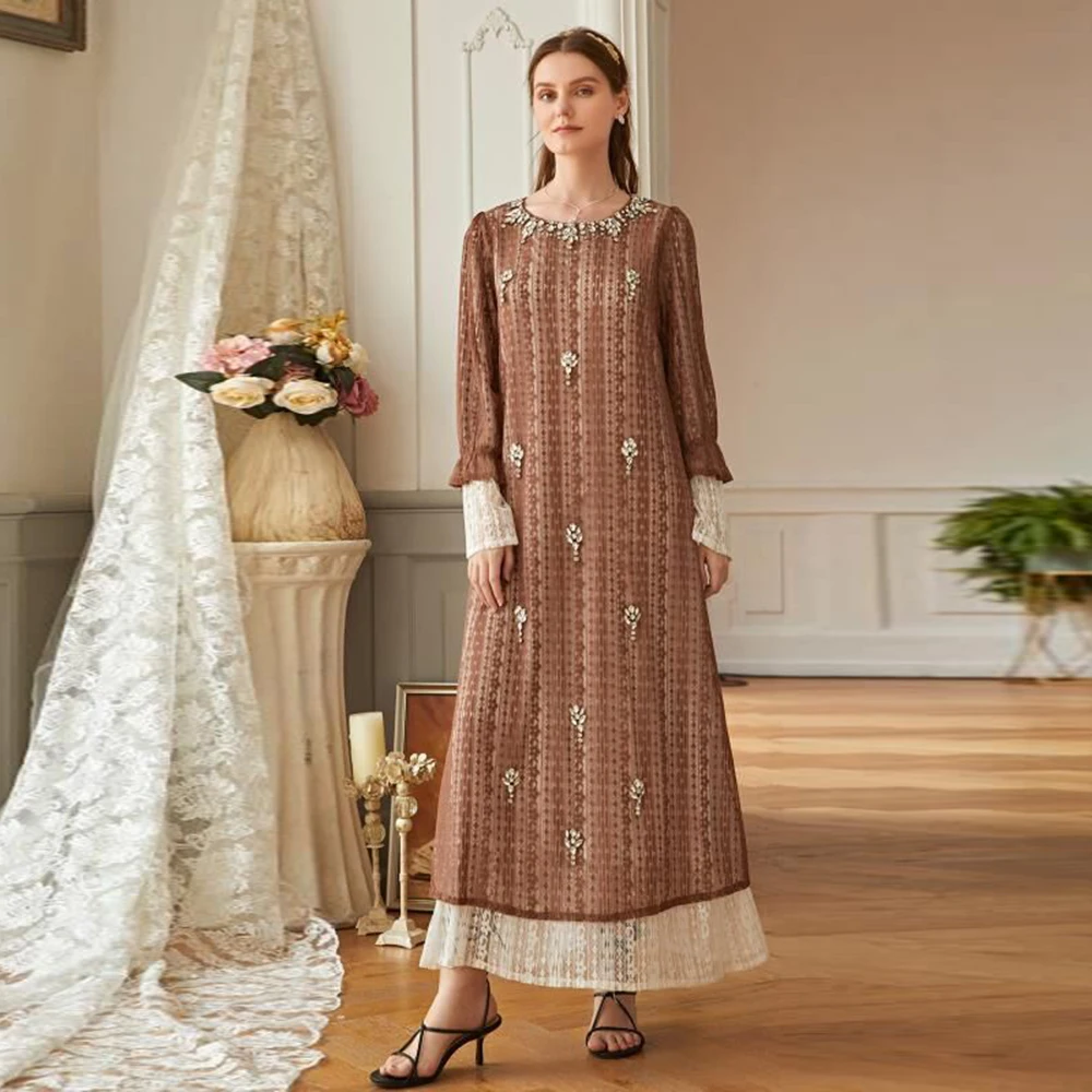 Eid Mubarek Дубай Abaya Турция мусульманская мода хиджаб платье Европейский ислам