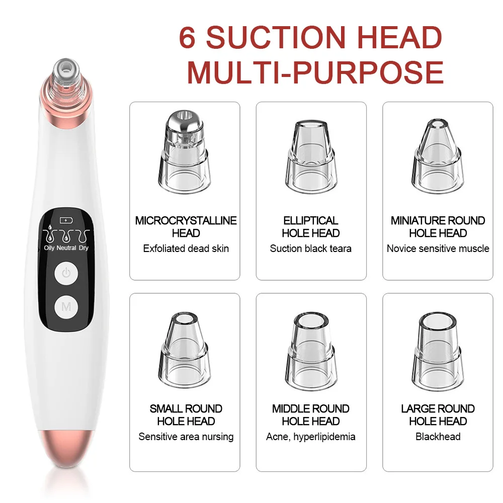 1 Set Electric Blackhead Remover Needle Acne Black Spot Extractor Vacuum Suction Deep Cleansing Machine Exfoliating Pore Cleaner | Красота и