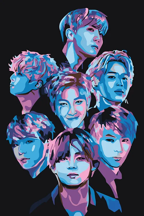 Картина по номерам «Корейская KPOP группа BTS 5», 40x50 см, Живопись по Номерам, KPOP005