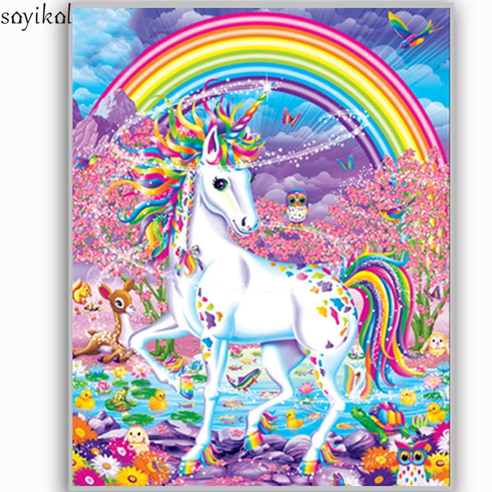 Единорог ручная работа масляная краска Раскраска по номерам холст ing Сюрприз