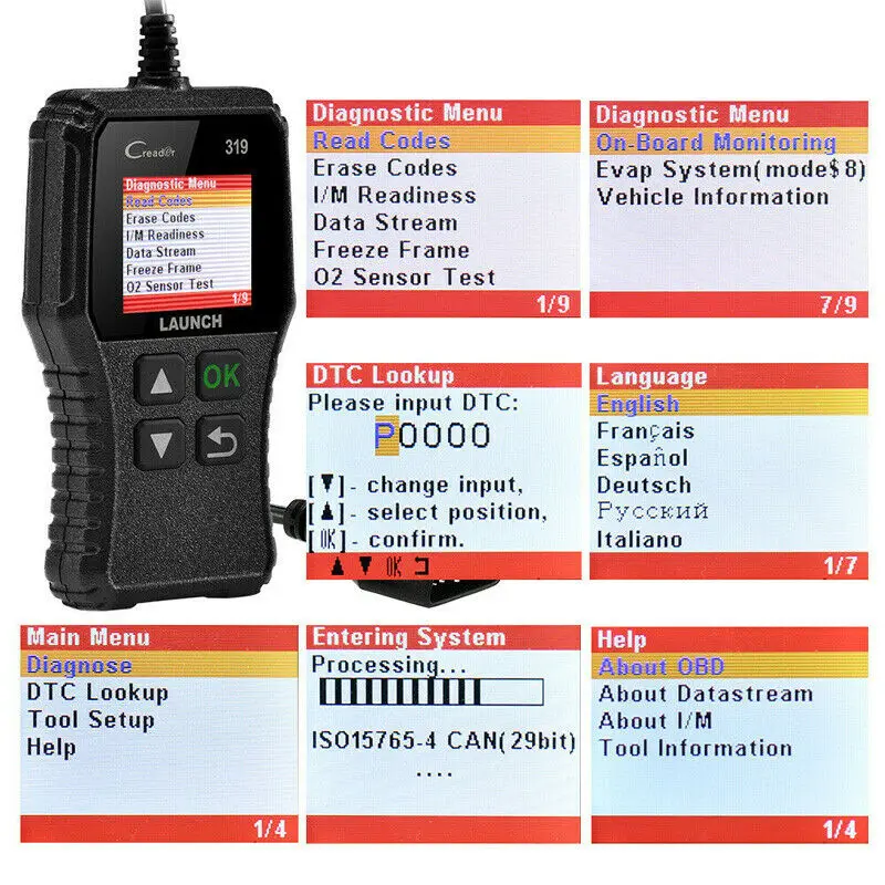9-18 в мини-автомобиль OBD2 может Сканер сброс инструмента авто код неисправности считыватель диагностическое приспособление для двигателя 1,77 дюймов TFT экран