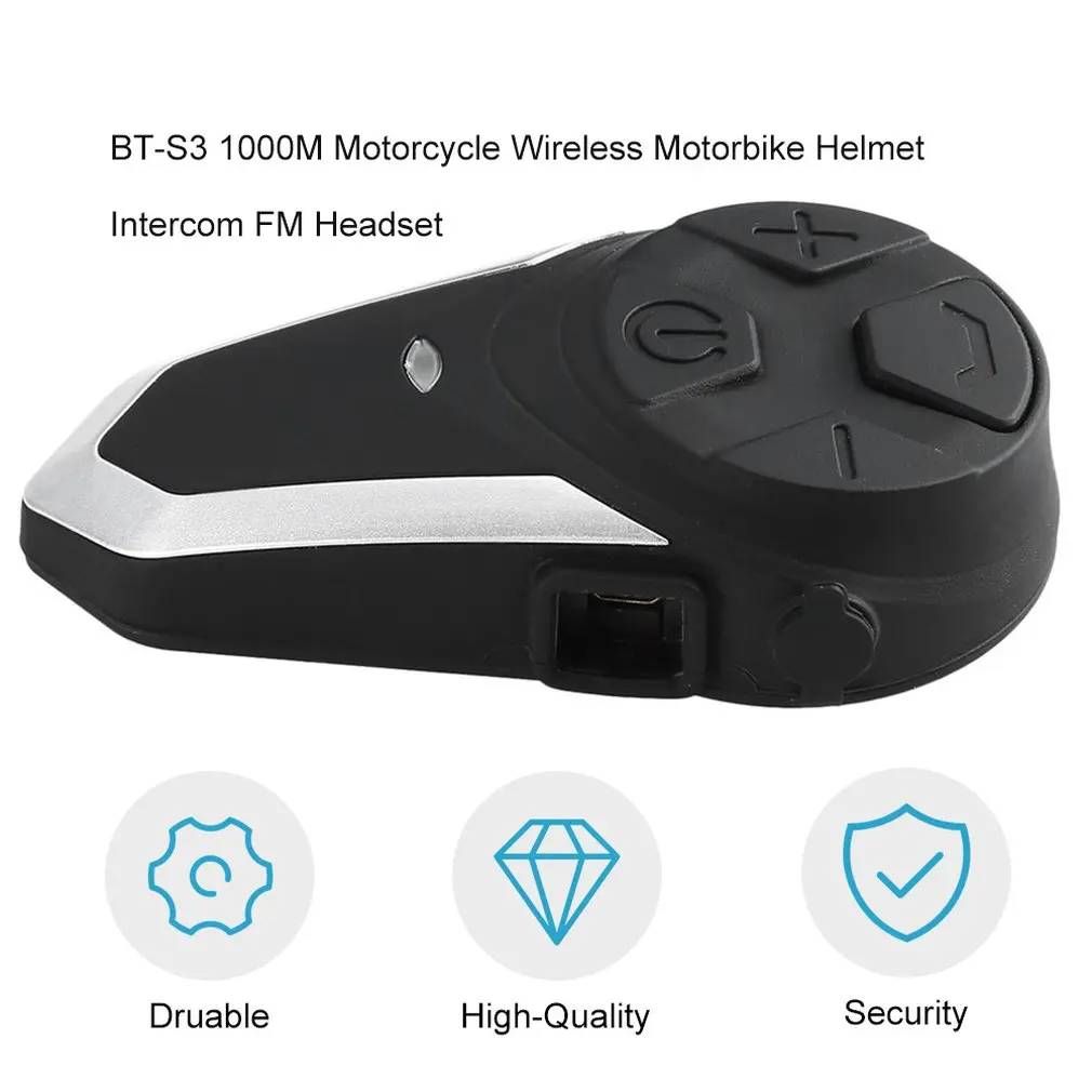 Горячий BT-S3 1000 м беспроводной Bluetooth домофон FM гарнитура портативный мини переговорный мотоцикл BT переговорный мотоциклетный шлем