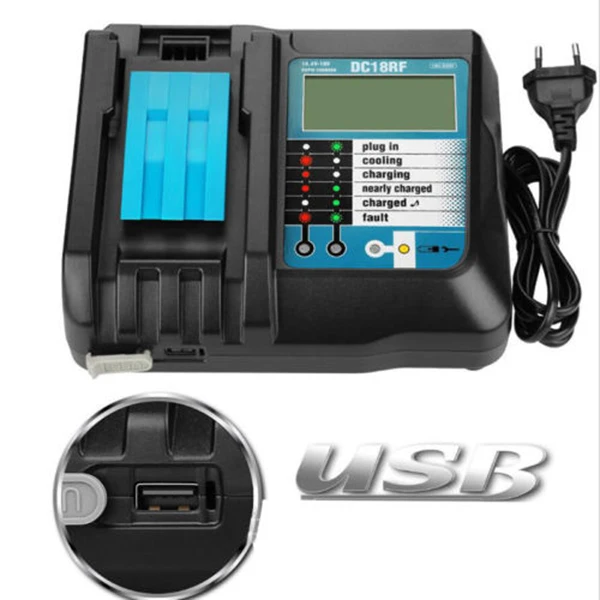 Быстрое зарядное устройство DC18RC цифровой дисплей 14,4 V/18 V 3A USB порт для Makita заменить JR предложения