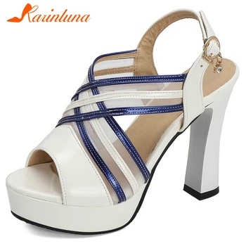 

KARINLUNA Female Buckle Strap Classic Designer Sandals Open Toe High Heels Women Sandals Dress Party Summer Women Shoes