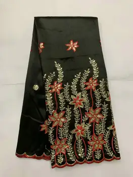 

High Quality Sequined George Lace Fabric In black New Nigeria Wedding Fabric Flower Embroidered African George Silk Lace Fabrics