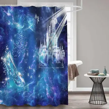 

MTMETY Scenery Decor Shower Curtain Crystal Castle Fairy Tale Landscape Crystal Young girl Bathroom Waterproof Shower Curtain