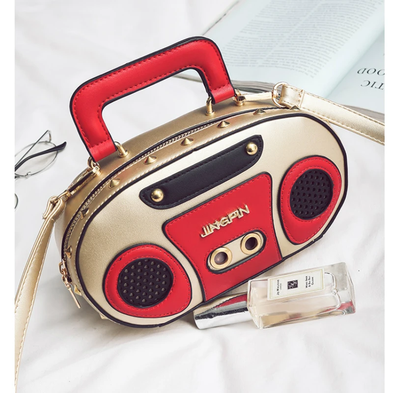 

Hot Sale 2019 Design Women Personality Recorder Bag Retro Messenger Beach Bag Lady Holographic Shoulder Handbag Girl Crossbody