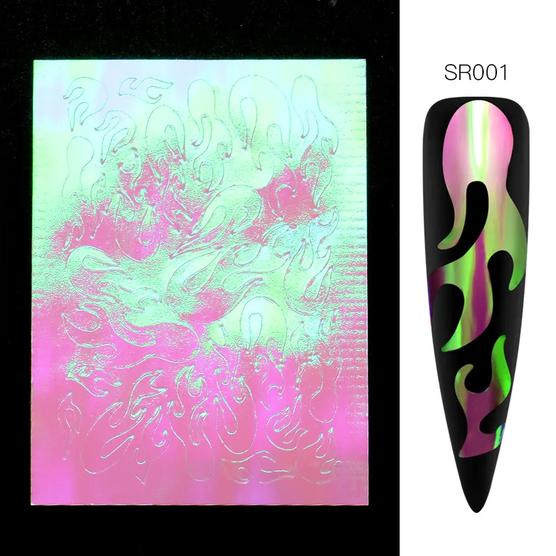 RBAN наклейки для ногтей 3D Пламя украшения для дизайна ногтей лазерные неоновые цветные дизайны наклейки для ногтей Обертывания накладные ногти аксессуары - Цвет: S06964