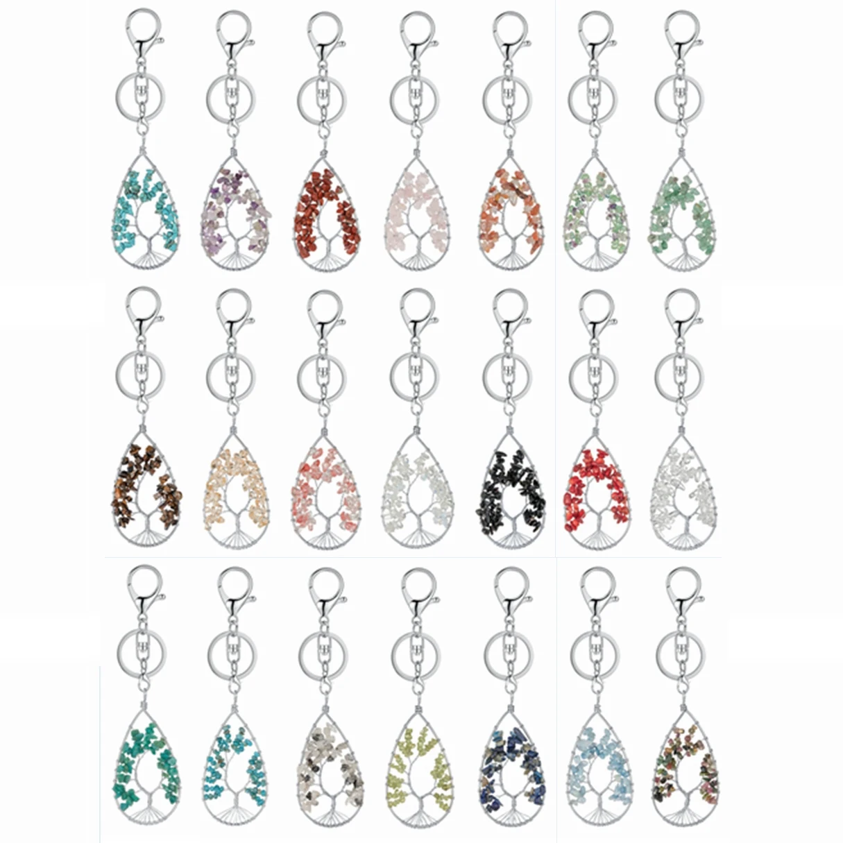 Top Plaza Healing Crystals Stones Keychain Tree of Life Wire Wrapped  Crescent Moon Keychain for Women
