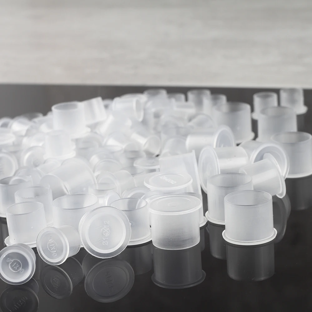 Одноразовые полупрозрачные чашки для чернил татуировок 100 шт. микроблейдинга