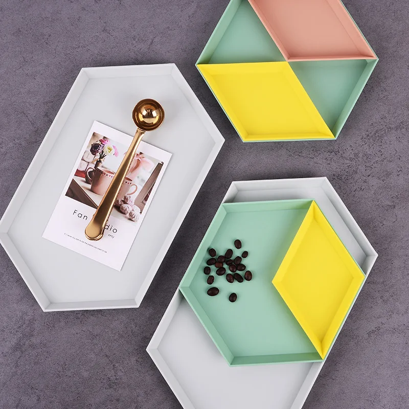 

Creative Geometric Storage Tray Candy Pastry Nuts Detachable Snack Plate Appetizer Serving Platter Decoration Organizer
