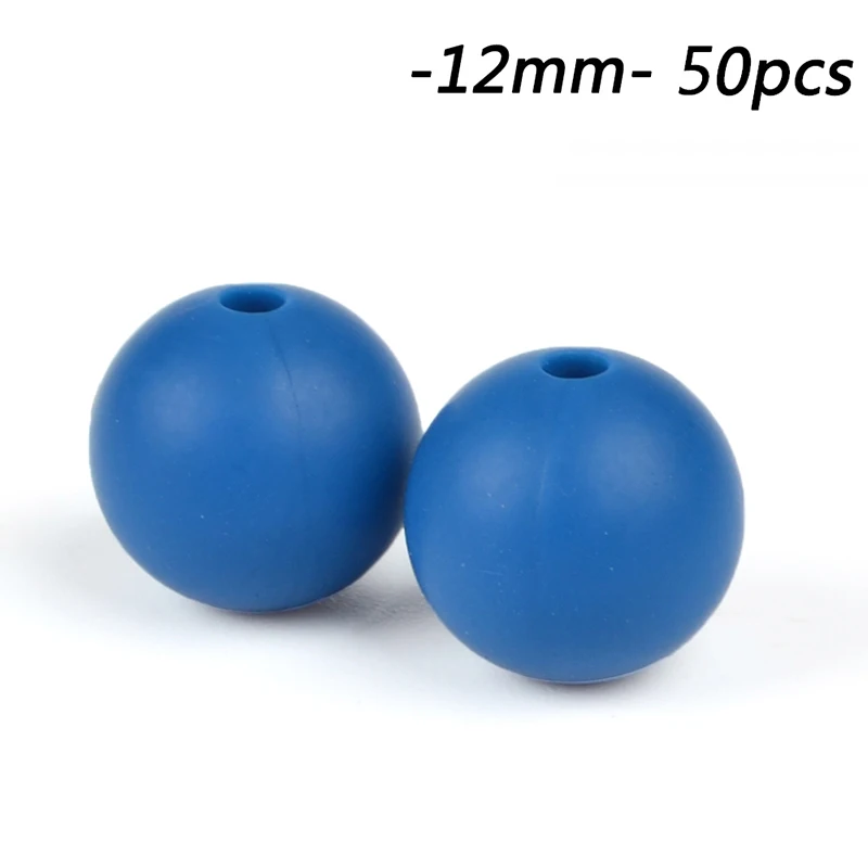 Vivid blue Силиконовые бусины 12 мм 50 шт./партия ожерелье-прорезыватель детский прорезыватель Игрушка Силиконовый BPA Chew Charms новорожденный уход аксессуар - Цвет: Vivid blue