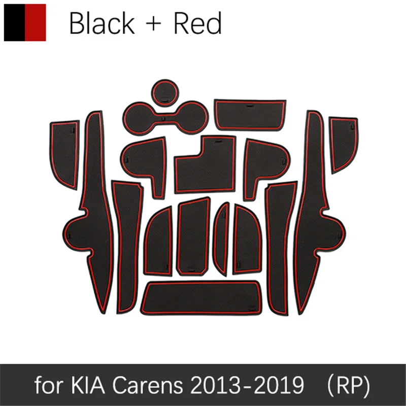 Автомобильный Гаджет коврик для Kia Carens 2013 титановый Электролитный электрод со случайно выбранным MK3 аксессуары гелевая накладка резиновая ворота Слот коврики чашки S ковер - Название цвета: Carens 13-19 Red