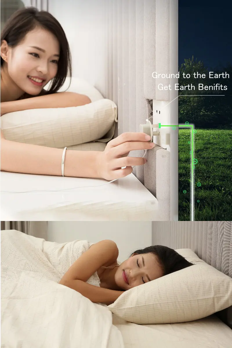 Earthing  Fitted sheet  Organic Cotton Conductive Silver yard EMF protection for Health earth balance Nature well Grounding cord 6