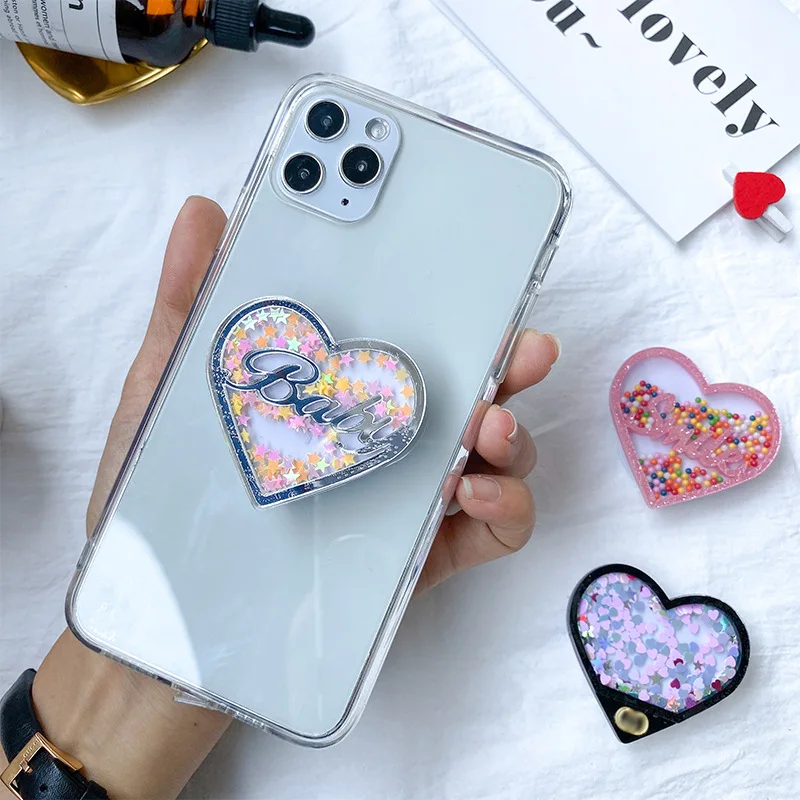 Luxury Love Quicksand Foldable Mobile Phone Holder Ring Holder Phone Suitable For IPhone Samsung Mobile Phone Accessories