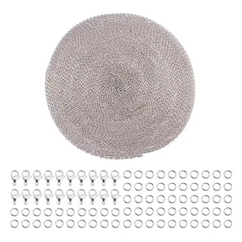 

32 Feet Curb Cable Chain with 10 pcs Lobster Claw Clasps 50pcs Jump Rings
