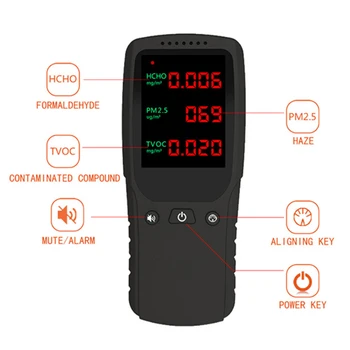 

Air Quality Detector TVOC HCHO PM2.5 Monitor Digital Gas Analyzer Tester