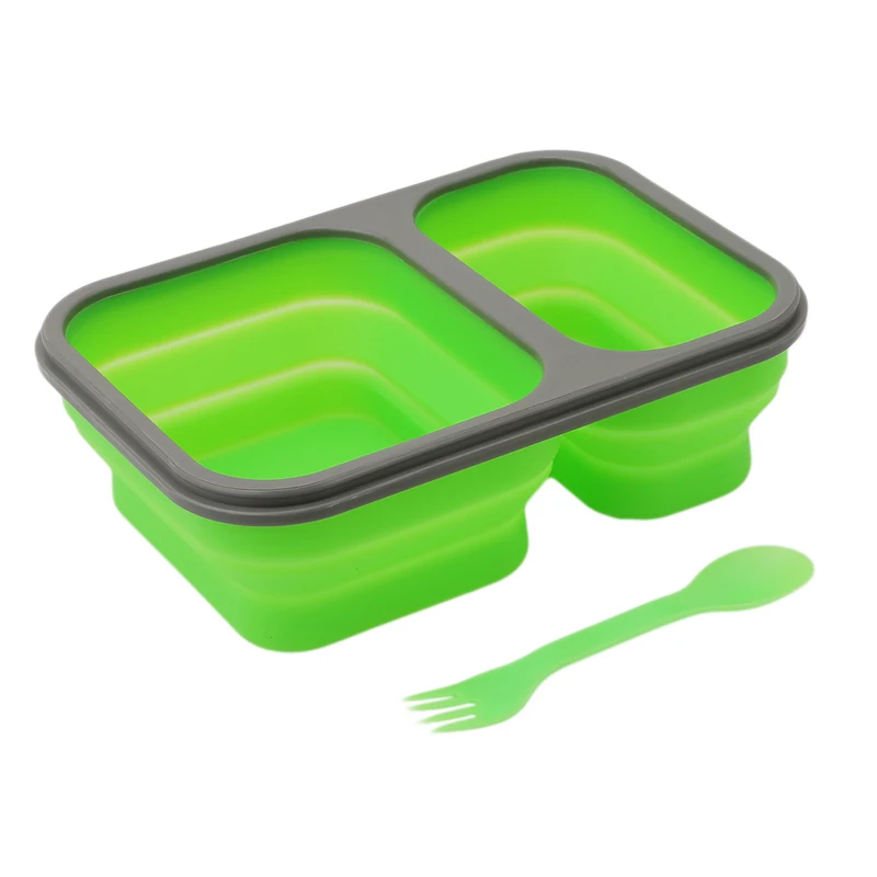 Силиконовый складной Ланч бокс контейнер для хранения еды Bento BPA Free Microwavable