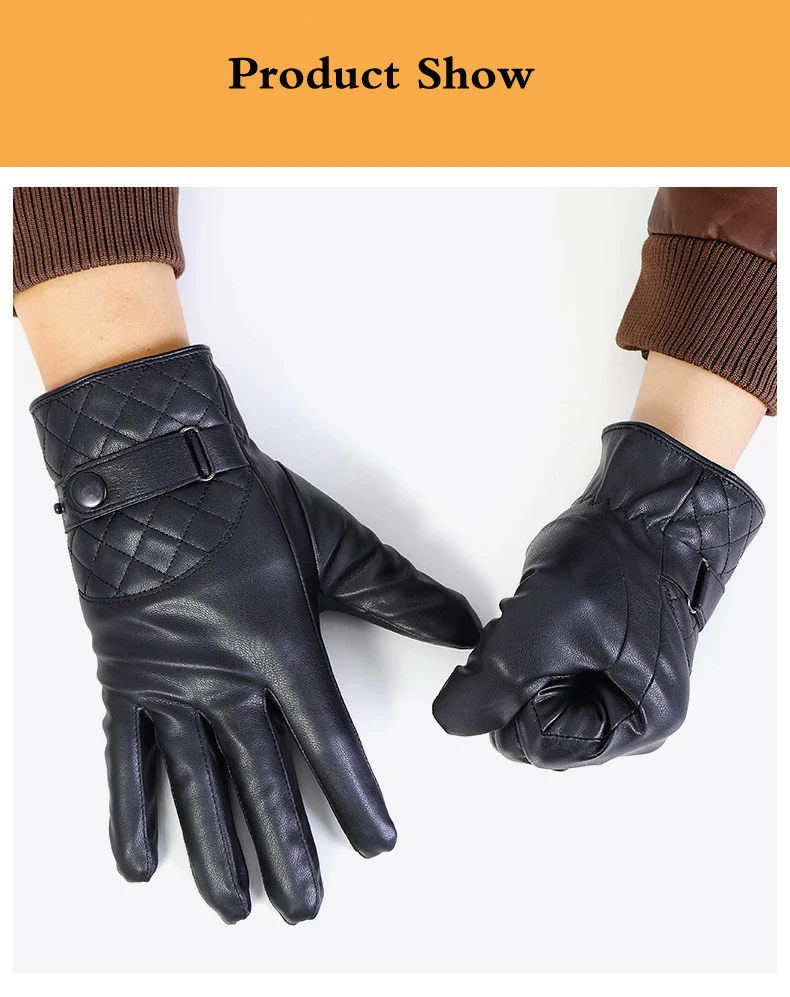 DRESSUUP осень и зима новые мужские перчатки из искусственной кожи с подкладкой плюс бархатные толстые теплые велосипедные перчатки с сенсорным экраном