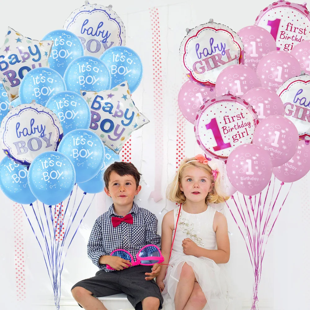 It's a Boy Girl 1st Birthday Foil Latex Balloons 16inch Letters HAPPY BIRTHDAY Party Gender Reveal Decoration Baby Shower Globos | Дом и
