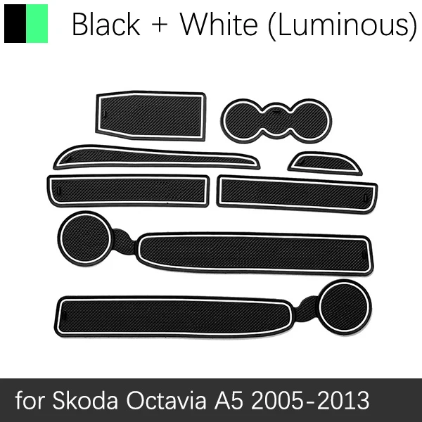Противоскользящие резиновые чашки подушки Салонные подложки для Skoda Octavia A5 MK2 1Z 2003~ 2013 2005 2006 2008 2012 аксессуары наклейки для автомобиля - Название цвета: White Luminous