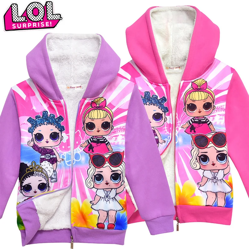 

LOL Surprise Spring Children Girl Clothes Cute Cartoon Printed Jacket Winter Warm Jacket Sweatshirt Thick Kids Girls Clothing