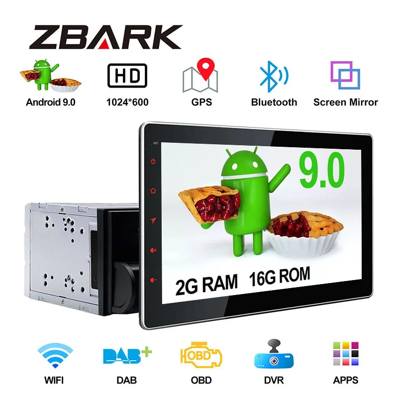 Clearance 10.1inch Universal Android 9.0 Car GPS Navigation FM Bluetooth Stereo Player Radio YHTY101A2 0