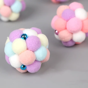 

Funny Pet Cat Small Bell Colorful Toy Handmade Ball Interactive Toy Cat Plush Toy Interactive Chew Plush Colorful Bell Ball