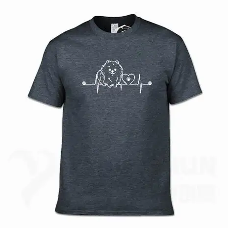 New Funny Pomeranian T Shirt Unisex Short Sleeve O-Neck 16 Colors Cotton Casual Cute Heartbeat Dog T-shirt Girls Woman Tshirt