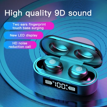 

5.0 Bluetooth Wireless Earphone F9-6 TWS Sport Touch Control Headset 9D Noise Reduction Earphone Wireless Bluetooth Earphone